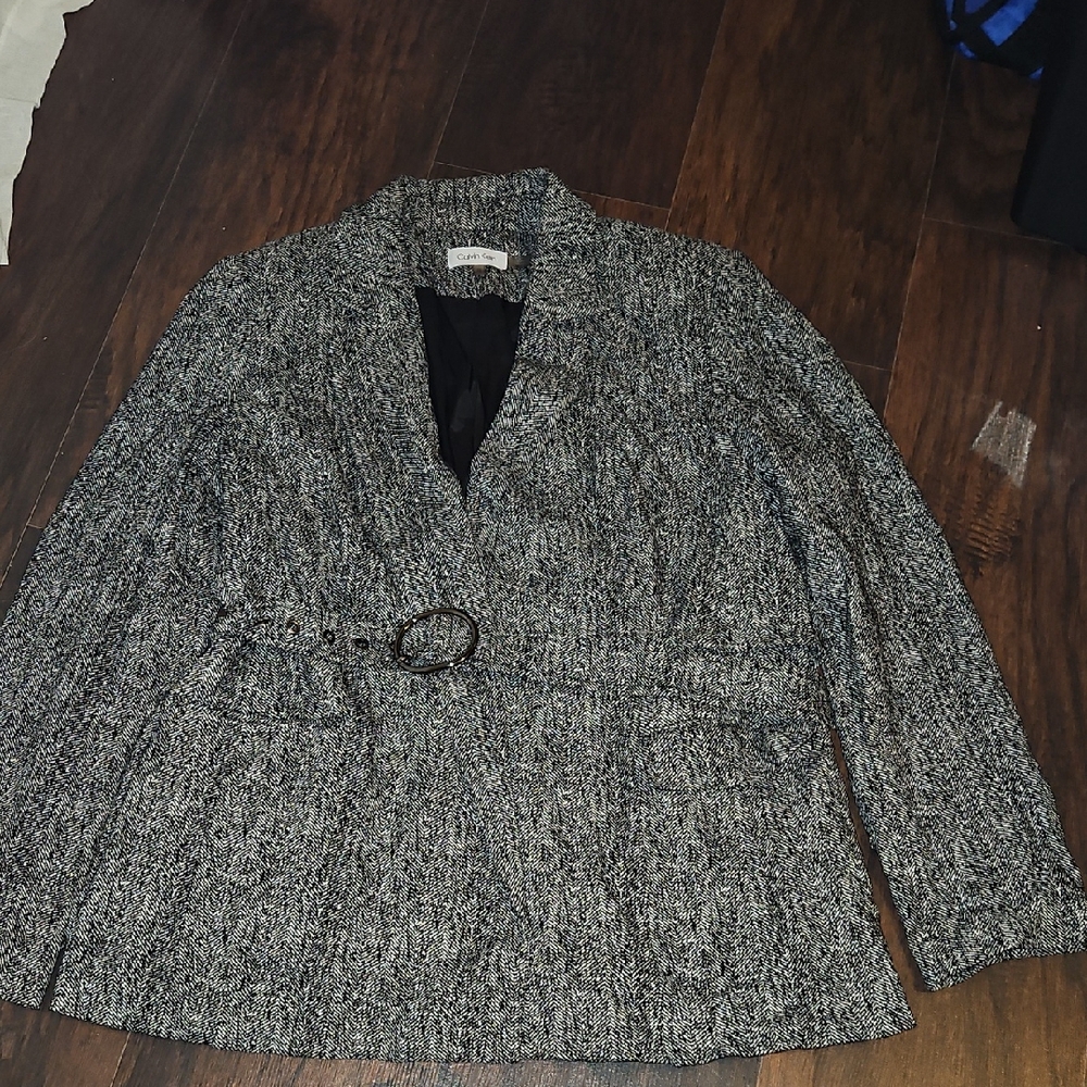 Calvin Klein Black and White Textured Blazer